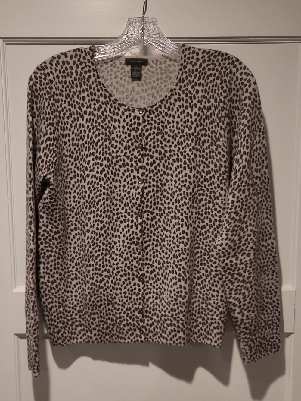 Only Mine Beige and Black Leopard Print Button-Front Cardigan